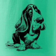 Černobílá karikatura baset