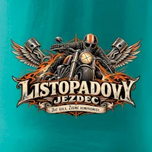 Listopadový motorkář se strojem a ohnivými křídly