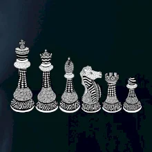 Šachové figurky v řadě - kreslené