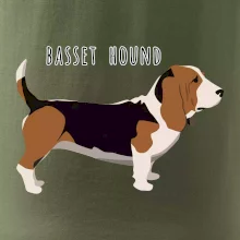 Basset hound pes s nápisem