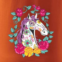 Kůň barevný s květinami