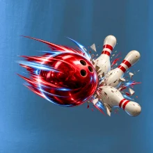 Bowlingová koule v akci a padající kuželky