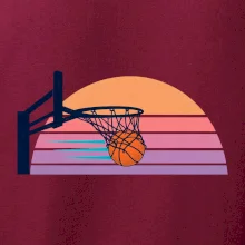 Retro západ slunce a basketbalový koš