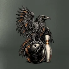 Bowling havran s koulí a kuželkou