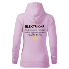 Elektrikář - hlavní jistič - Nápis na zádech