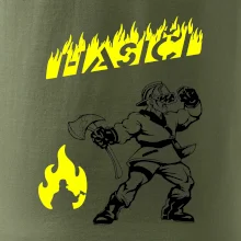 Hasič stojící - nápis hasiči - Velký nápis  na zádech