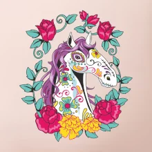 Kůň barevný s květinami