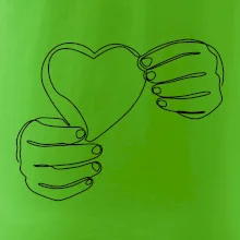 Ruka držící srdce  jedním tahem