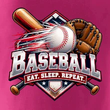 Baseballová pálka s rukavicí eat sleep repeat