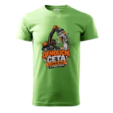 Demoliční četa o jednom muži a bagru