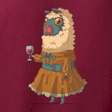 Alpaka s vínem žena