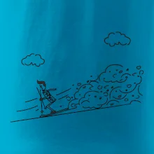 Kreslený lyžař na horách