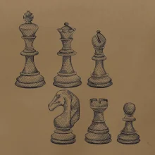 Šachové figurky kreslené