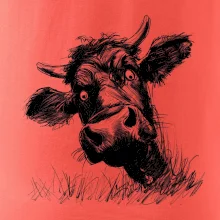 Černobílá karikatura černá kráva hlava