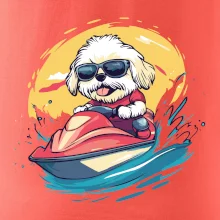 Lhasa Apso na vodním skútru