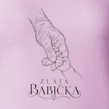 Zlatá babička s dětskou ručičkou minimalistická kresba