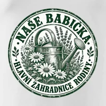 Naše babička hlavní zahradnice rodiny vintage konev