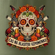 Mexická rocková lebka s kytarami a pivem