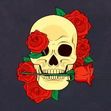 Lebka držící růži