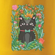 Kočka s květy malovaná