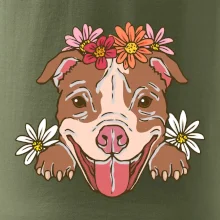 Americký stafordširský teriér hlava s květinami