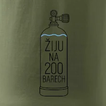 Žiju na 200 barech potápěčská lahev s modrou vlnovkou