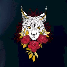 Rys s červenými růžemi  (Pecka design)