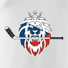 Lev s hokejkou v tlamě - Česká vlajka