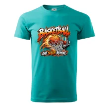 Basketbalový koš s míčem eat sleep repeat