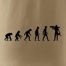 Evoluce dřevorubec - pila a kmen