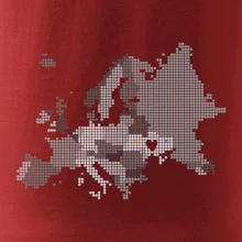 Mapa Evropy - srdce v Ukrajině