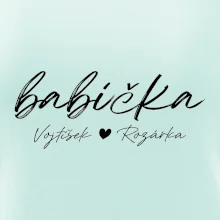 Babička Tričko se jmény dětí psací písmo