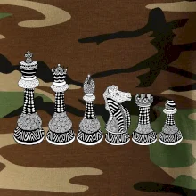 Šachové figurky v řadě - kreslené