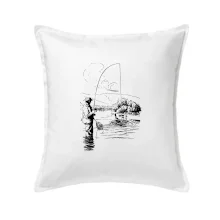 Kreslený rybář s podběrákem