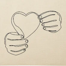 Ruka držící srdce  jedním tahem