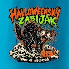 Halloweenský černý kocour čeká na podrbání