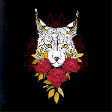 Rys s červenými růžemi  (Pecka design)