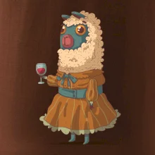 Alpaka s vínem žena