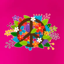 Peace symbol prorostlý květinami