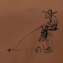 Kreslený rybář na pařezu