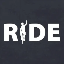 Ride - nápis s cyklistou