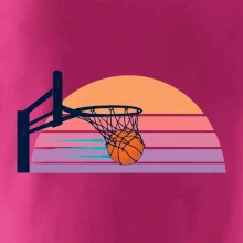 Retro západ slunce a basketbalový koš
