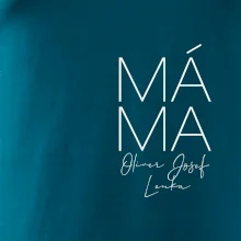 Nápis máma  na prsu se jmény dětí