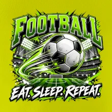 Fotbalový míč a stadion eat sleep repeat