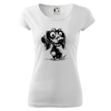 Černobílá karikatura jezevčík