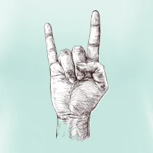 Rocková ruka kreslená