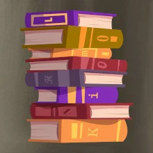 Knihomol stojící knihy