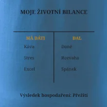 Moje životní bilance má dáti dal