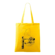 Kreslený rybář s podběrákem