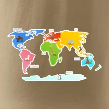 Světové kontinenty s názvy a zvířátky